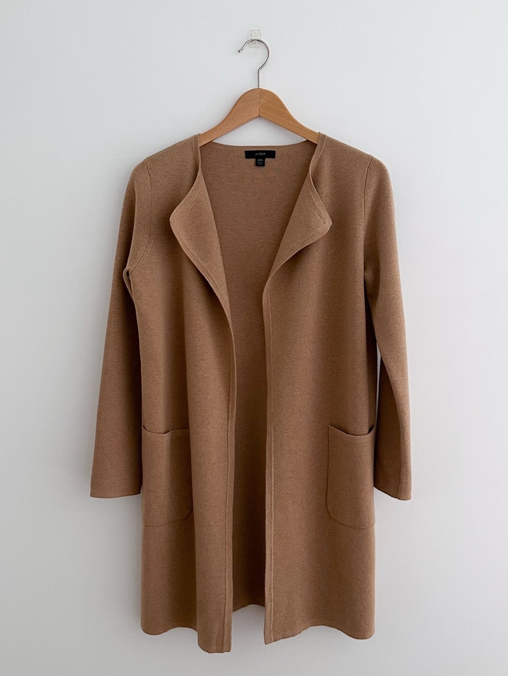 J.Crew 365 Sophie Camel Cardigan Sweater Open Long Blazer Merino Blend Size XXS
